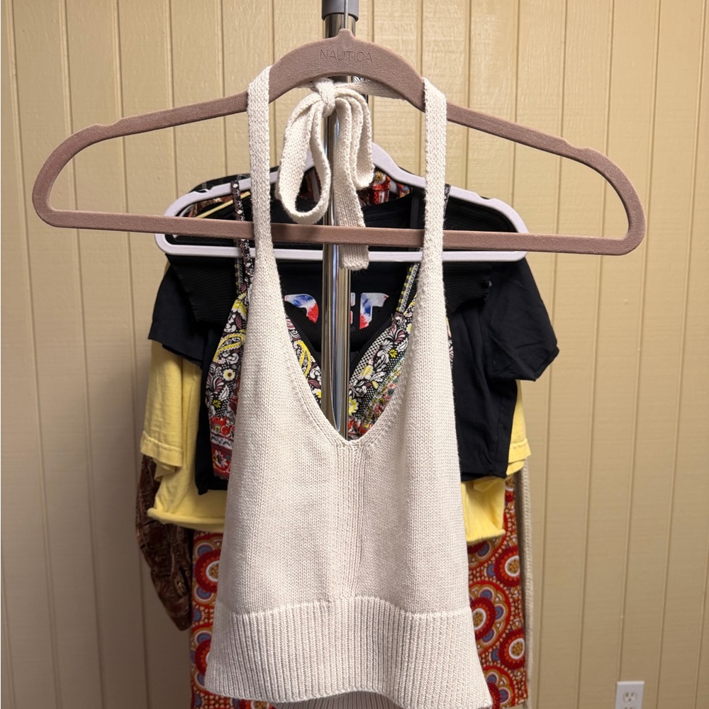 Cream Knit Halter Top